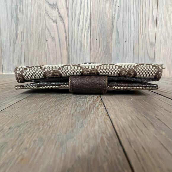 Gucci Eclipse GG Signature Logo Print Canvas & Leather Trifold Wallet Brown - Picture 12 of 16